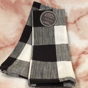 Buffalo Print Black & White Plaid Kitchen Towel Set of 3, NWT %100 Cotton